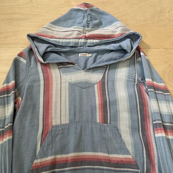 Faherty Baja Poncho Women's Small Multicolor Striped Hooded Pullover - Picture 2 of 8